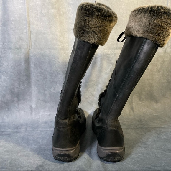The North Face Tall Lace Up Leather Faux Fur Lined Black Women's Boots Sz 7.5 - Picture 4 of 8